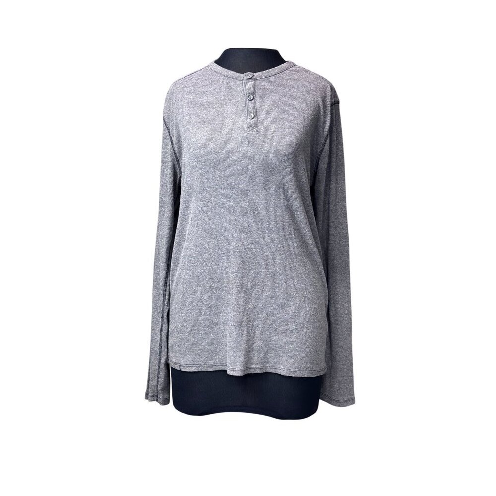 Gap Mens Gray Henley Long Sleeve Shirt M Polyester/Cotton
